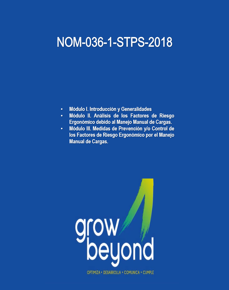 NOM-036-1-STPS-2018. Factores de Riesgo Ergonómico en el Trabajo - Identificación, Análisis, Prevención y Control. Parte 1: Manejo Manual de Cargas.