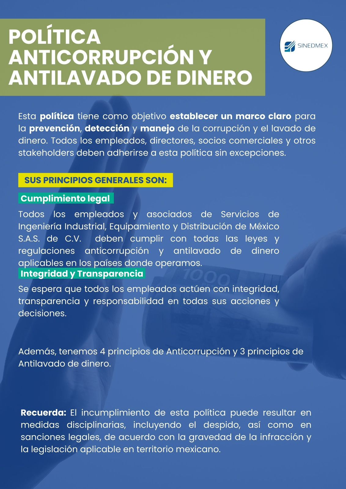 Política Anticorrupción y Antilavado de Dinero - Infografía